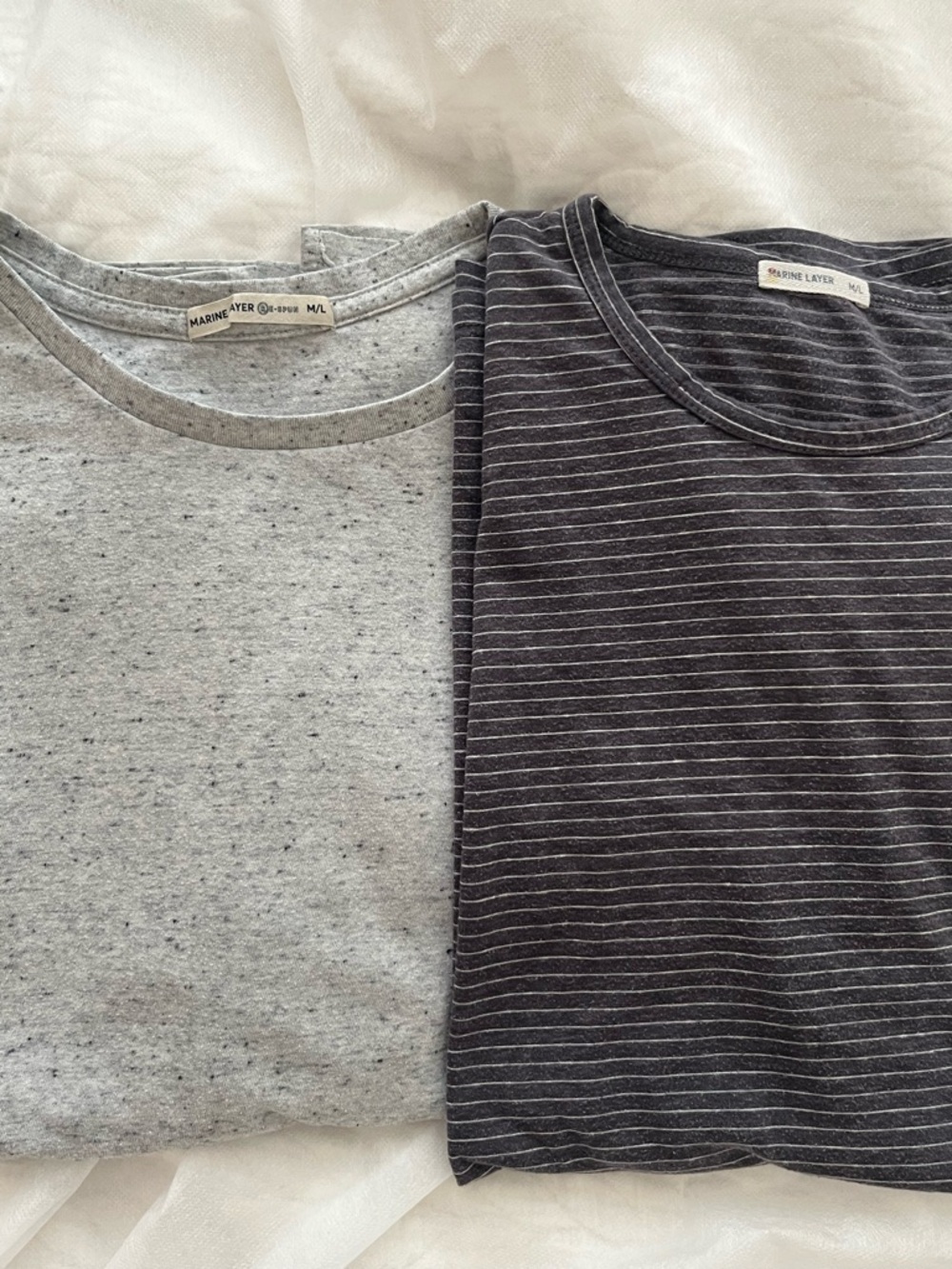 2 Marine Layer one Gray Speckled Tee & one Navy Pinstripe Tee Bundle